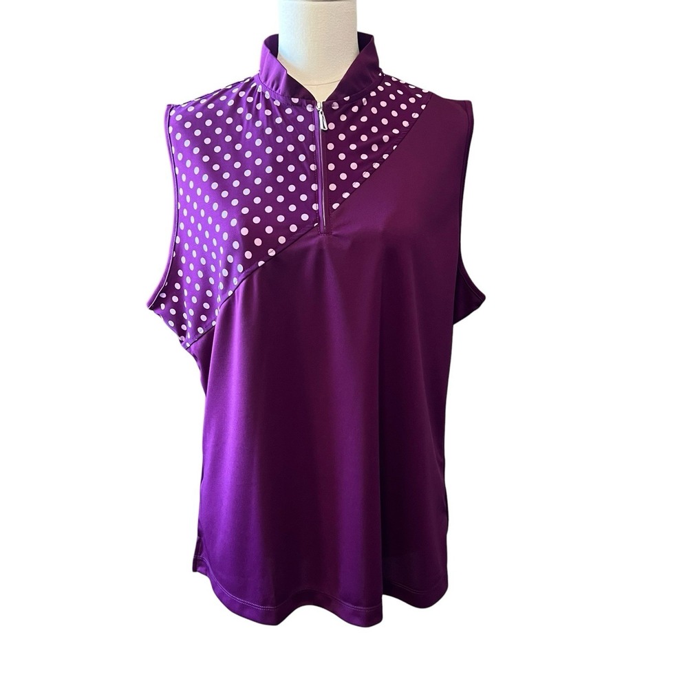 Monterey Club Golf Womens Shirt Size XXL Sleeveless Zip Pullover Top Eggplant